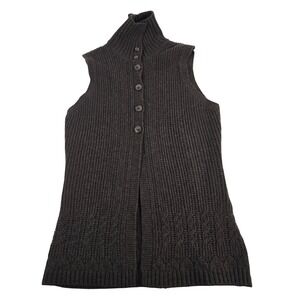 Woolrich Womens Brown Cable Knit Turtleneck Sleeveless Vest Sweater M